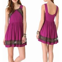 Free People Dresses | Free People Plum Georgia Slip Lace Detailed Mini Dress Size 4 | Color: Black/Purple | Size: 4