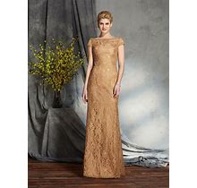 2024 Gold Mother Of The Bride Dress Lace Long Bateau Sheath