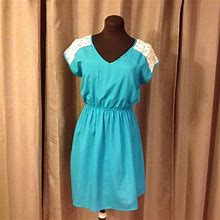 D'closet Dresses | Teal Dress With Crocheted Accent | Color: Green | Size: M