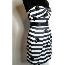Bcbgmaxazria Dresses | Bcbgmaxazria Striped Sequins Strapless Mini Dress | Color: Black | Size: 2