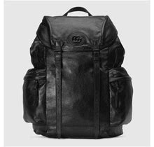 GUCCI Backpack With Tonal Double G, Black, Leather