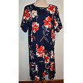 Tiana B Dress Short Sleeve Blue Red Floral Fit And Flare A-Line 20W