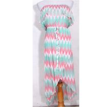 Cynthia Rowley Dresses | Cynthia Rowley Small Dress Chevron High Low Sheer | Color: Green/Pink | Size: S
