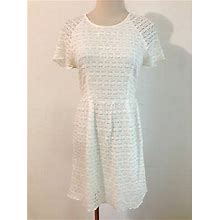Free People Fit & Flare Dress Ivory Floral Crochet Lace Size 2
