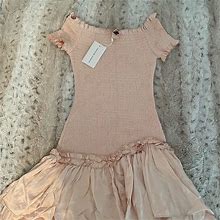 Donna Mizani Dresses | Donna Milani Light Rose Gathered Satin Dress Nwt Xs | Color: Cream/Pink | Size: Xs