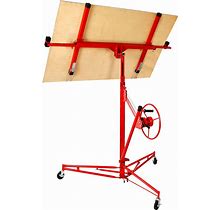 Artist Hand 11' Drywall Lift Rolling Panel Hoist Jack Lifter Construction Caster Wheels Lockable Tool Red