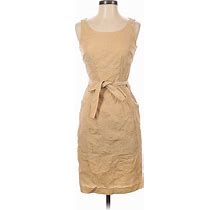 Lafayette 148 New York Casual Dress - Sheath Square Sleeveless: Tan Damask Dresses - Women's Size 0 Petite