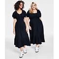 And Now This Women's Short-Sleeve Clip-Dot Midi Dress, Xxs-4X, Created For Macy's - Black - Size XL