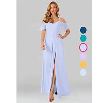 Azazie A-Line/Princess V-Neck Floor-Length Chiffon Bridesmaid Dresses, Lavender , Size A2-Azazie Dakota