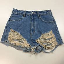 Neuw Shorts | Nwt Neuw Lola High Waist Distressed Denim Shorts | Color: Blue | Size: 7
