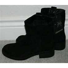 Yorker Black Faux Suede Slouch Ankle Boots Sz 5 (Eu 36)