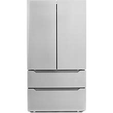 Cosmo 22.5 Cu. Ft. 4-Door Counter-Depth French Door Refrigerator With 2 Freezer Drawers In Stainless Steel, Automatic Ice Maker