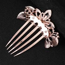 Red Miss Rhinestone Barrettes For Women Metal Side Combs Womens Hair