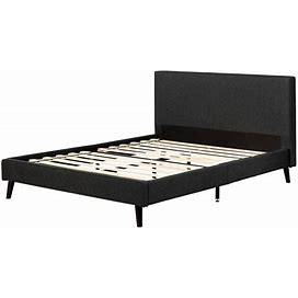 Milton Gray Fabric Frame Queen Panel Bed With Headboard