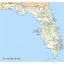 Home Comforts Detailed Florida State Map With Cities Vivid Imagery Laminated Poster Print-20 Inch By 30 Inch Laminated Poster With Bright Colors And