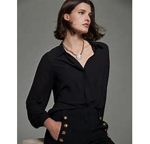 Women's Long-Sleeve Soft Shirt In Black Size XS | White House Black Market