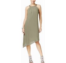Thalia Sodi Asymmetrical Shift Dress Sz Medium Olive Green Braided Strap New