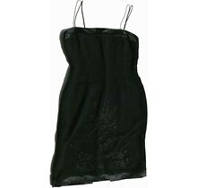 Donna Morgan Black Embroidery Cocktail Lined Spaghetti Strap Dress
