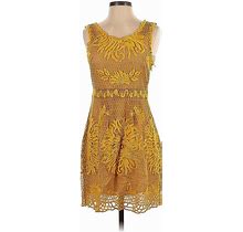 Yoana Baraschi Casual Dress: Yellow Baroque Print Dresses - Women's Size 4