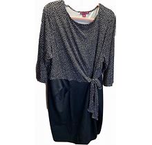 Jessica London Women's Plus Size 24 Black Polka Dot Faux Wrap Dress