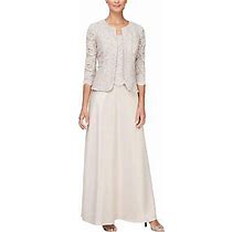 Alex Evenings Women's Two Piece Dress With Lace Jacket (Petite And