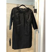 New $200 Talbot's 12 Petite Black Party Dress Silk Beaded Sequin 12P Jackie O
