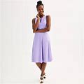 Women's London Times Empire Waist Fit & Flare Midi Dress, Size: 4, Med Purple
