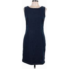 Chadwicks Casual Dress - Sheath Boatneck Sleeveless: Blue Solid Dresses - Women's Size 10