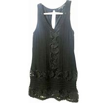 Sanctuary Black Gauze & Lace Boho Lined Sleeveless Shift Style Dress