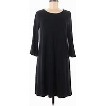 Lilly Pulitzer Casual Dress - Shift Crew Neck 3/4 Sleeve: Black Solid Dresses - Women's Size Medium