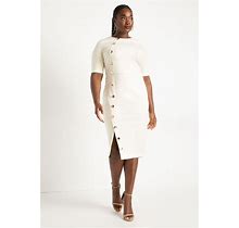 Eloquii Women's Antique Cream Plus Button Front Workwear Dress By In () Size 28