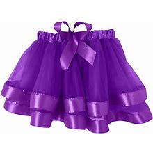 Fimkaul Girls Dresses Bowknot Patchwork Dancing Princess Skirt Tulle Ballet Tutu Skirt Dress Baby Clothes Purple