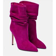 Paris Texas, Slouchy Suede Ankle Boots, Women, Pink, US 7, Ankle Boots, Leather