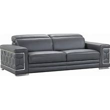 Blackjack Furniture Usry Italian Leather Upholstered Living Room Sofa, Dark Gray