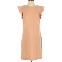 Ann Taylor Casual Dress - Shift Crew Neck Sleeveless: Tan Print Dresses - Women's Size 0 Petite