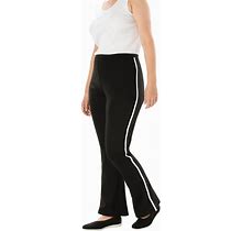 Plus Size Women's Stretch Cotton Side-Stripe Bootcut Pant By Woman Within In Black White (Size 2X)