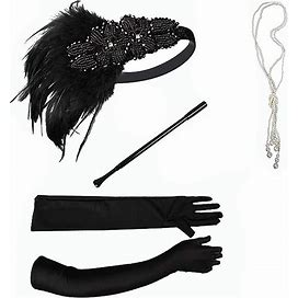 1920S Gatsby Accessories Set For Women Black 20S Accessories Set Gatsby Accessories Sets For Woman