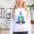 Be Still Rainbow Chakra Crewneck Sweatshirt, Sacred Geometry Clothing, Gildan Unisex Crewneck Sweatshirt, Comfortable Clothing, Rainbow Crew