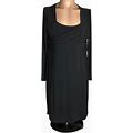Chadwicks Dresses | Shape Benefits By Chadwicks Square Neckline 3/4 Sleeve Dress Sz 14 | Color: Black | Size: 14