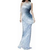 Soighxzc Women's Evening Dress Sleeveless Summer Dress Off Shoulder Slim Fishtail Long Dress Blue XS