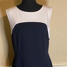 Tommy Hilfiger Dresses | Tommy Hilfiger Navy Blue And White Sleeveless Dress | Color: Blue/White | Size: 16