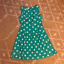 Dress Barn Dresses | Teal Polka Dot Fit And Flare Dress | Color: Blue/Green | Size: 12