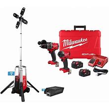 MX FUEL ROCKET Tower Light/Charger Kit With M18 FUEL Hammer Drill And Impact Driver Combo Kit (2-Tool)