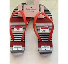 Kate Spade Feldon Red Stripes Summer Sandals Flip Flops Sz 7