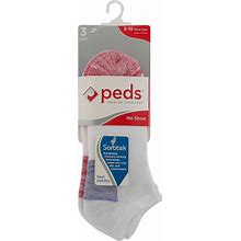 Peds Socks, No Show, White, 5-10 - 3 Ea