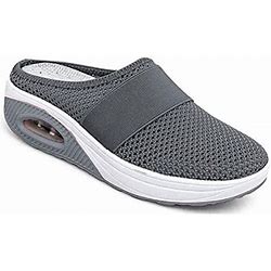 Women's Slip-On Walking Shoes With Air Cushion Shock-Proof Mesh Upper Platform Loafers Breathable