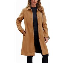 Springrain Womens Pea Coat Elegant Overcoat Single Breasted Winter Coat Dress Coat With Pockets