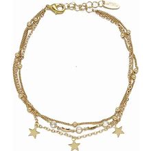 Ettika Women's Anklet. Rhodium And Cubic Zirconia Star Searcher Multi-Layered Anklet. Fashion Jewelry And Accessory