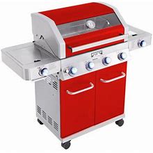 Monument Grills Monument 4-Burner Liquid Propane 72000 BTU Gas Grill Stainless W/ Side & Side Sear Burner Stainless Steel In Red | Wayfair