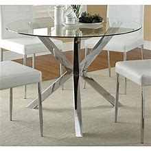 Coaster 120760-Co Vance Contemporary Glass Top Round Dining Table, In Chrome.
